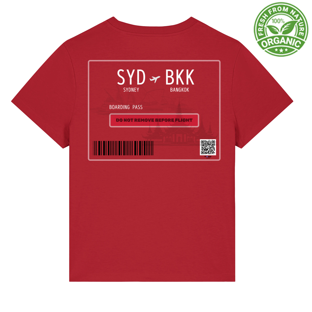 Sydney Bangkok boarding pass Woman red