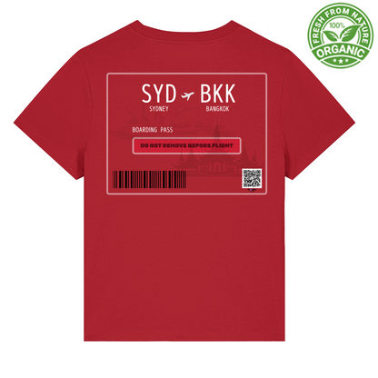 Sydney Bangkok boarding pass Woman red